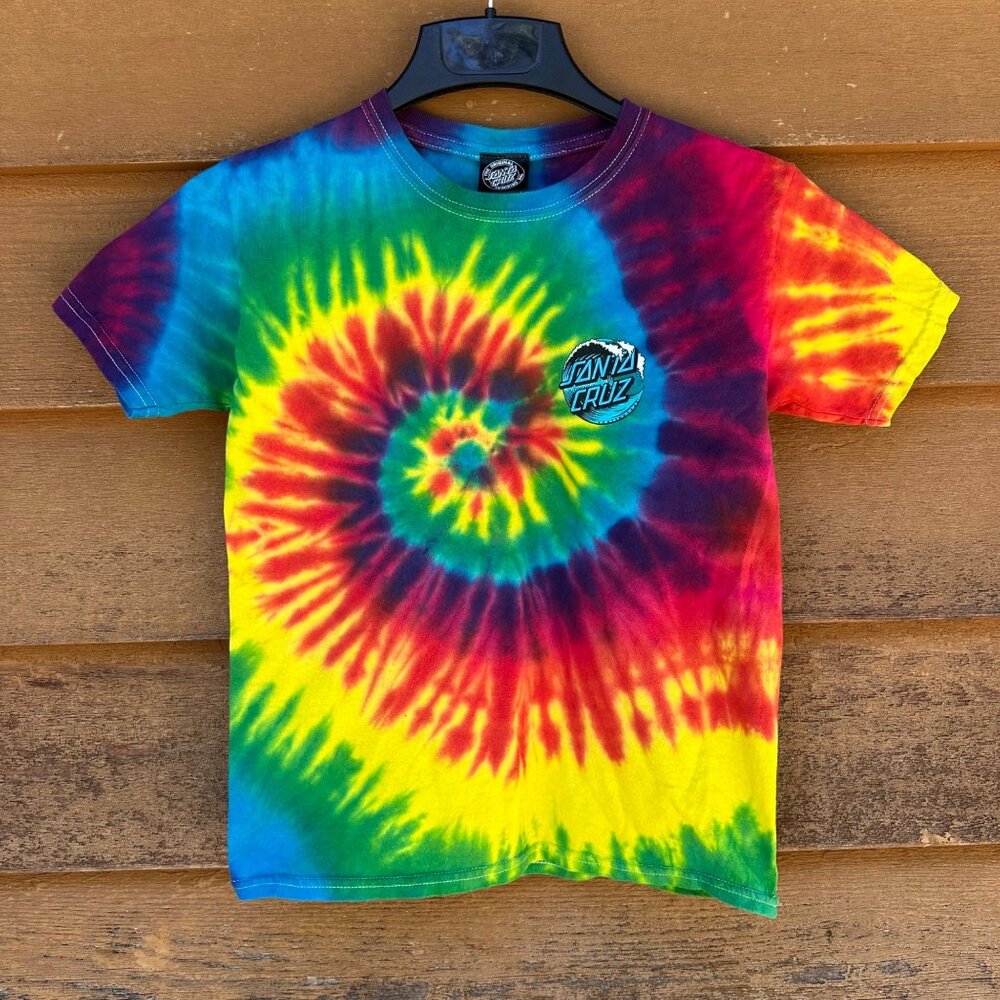 Santa Cruz Kids Tie-Dye T-Shirt Medium 10-12 100% Cotton Short Sleeve Colorful D - Picture 1 of 13